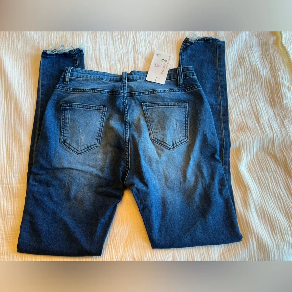 Distressed Blue Denim Jeans | Large | NWT - Picture 4 of 4